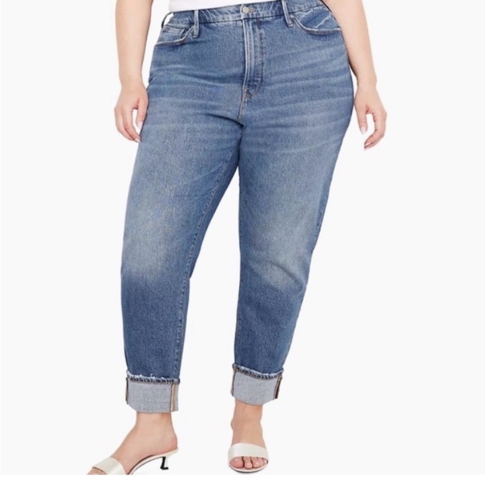 Good American The Weekender Cuffed Jeans High Waist Medium Wash Plus Size 18
